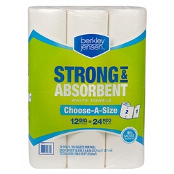 Berkley Jensen Premium Quilted Household Kitchen Paper Roll Towels SELECT-A-SIZE - 12 x 160ct