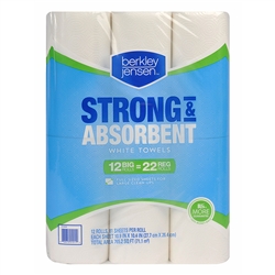 Berkley Jensen Premium Quilted Household Kitchen Paper Roll Towels FULL SIZE Sheets - 12 x 81ct