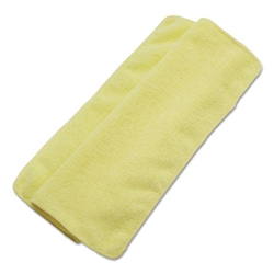 Boardwalk Washable Yellow Microfiber Cleaning Cloths 16" x 16" - 24 Pack