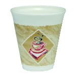 Dart 12 Ounce Foam Cups Cafe G Design Printed Styro-Foam Cups 1000ct