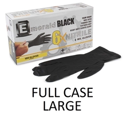 Emerald Black 6X Powder Free 6-MIL NITRILE Exam Gloves 10 x 100ct - LARGE