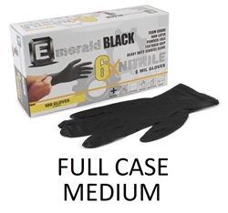 Emerald Black 6X Powder Free 6-MIL NITRILE Exam Gloves 10 x 100ct - MEDIUM