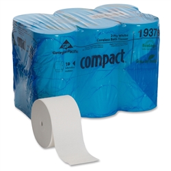 GEORGIA PACIFIC Compact Coreless 2-Ply Toilet Tissue Paper 3.85" x 4.05" - 5.75" x 18 Rolls x 1500 Sheets