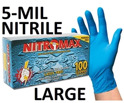 Emerald Nitromax Disposable Powder Free 5-MIL BLUE NITRILE Exam Gloves 10 x 100ct LARGE