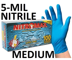 Emerald Nitromax Disposable Powder Free 5-MIL BLUE NITRILE Exam Gloves 10 x 100ct MEDIUM