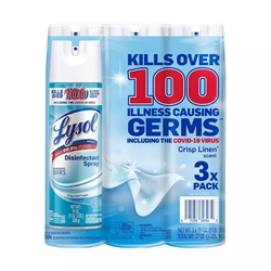 Professional LYSOL Brand Disinfectant Spray Crisp Linen Scent - 3 x 19oz Aerosol Cans