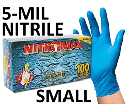 Emerald Nitromax Disposable Powder Free 5-MIL BLUE NITRILE Exam Gloves 10 x 100ct SMALL
