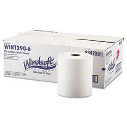 Windsoft White Hardwound Paper Hard Roll Hand Towels 6 x 800'