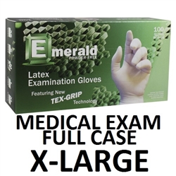 Emerald Disposable Powder Free LATEX Medical Exam Gloves 10 x 100ct X-LARGE